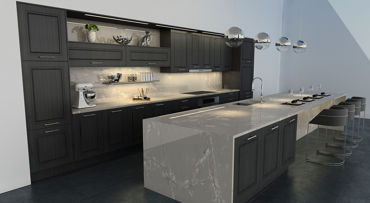 Black shaker style luxury kitchen