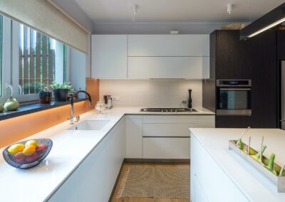 Modern and Contemporary Kitchen Cabinets in White lacquered finish