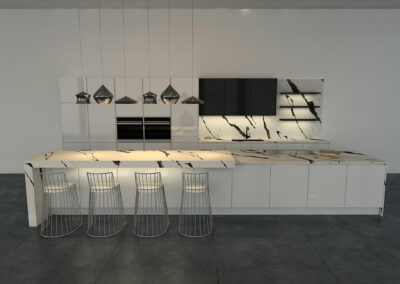 Contemporary white cabinets in High gloss finish